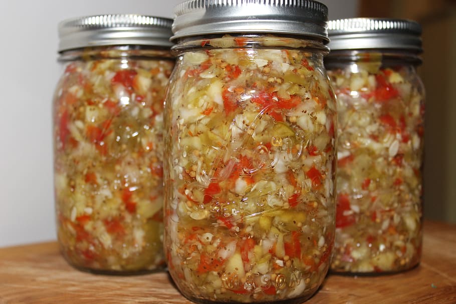 Canning, Relish, Pickle, jar, food and drink, indoors, close-up, day, glass - material, container