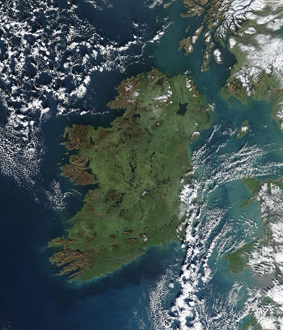 bird, eye-view photography, island, Ireland, Aerial, Satellite Image, satellite photo, aerial view, northern europe, atlantic