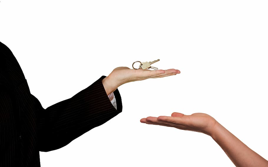 person, holding, brown, key, real estate, agent, sale, home, keys, hand