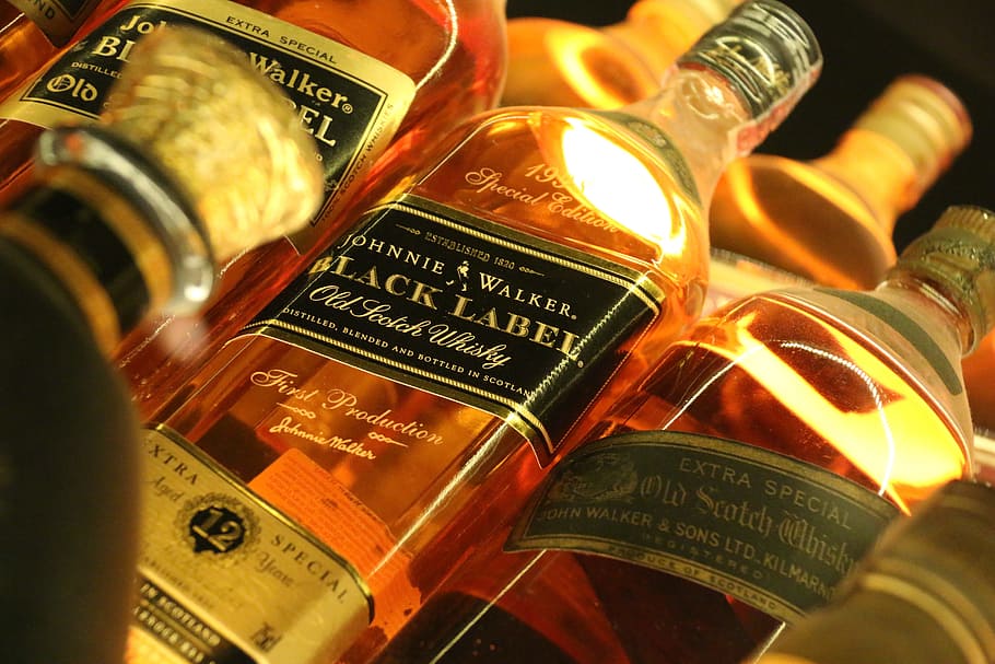 Johnnie Walker, negro, etiqueta botella de vidrio, whisky, alcohol, Escocia, Edimburgo, viajes, Europa, whisky escocés experiencia