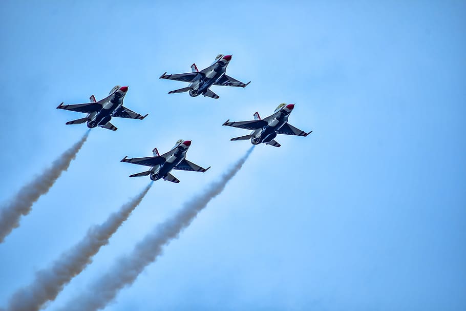 airshow, f16, syn, aircraft, fighter, f-16, thunderbirds, aviation, airplane, sky