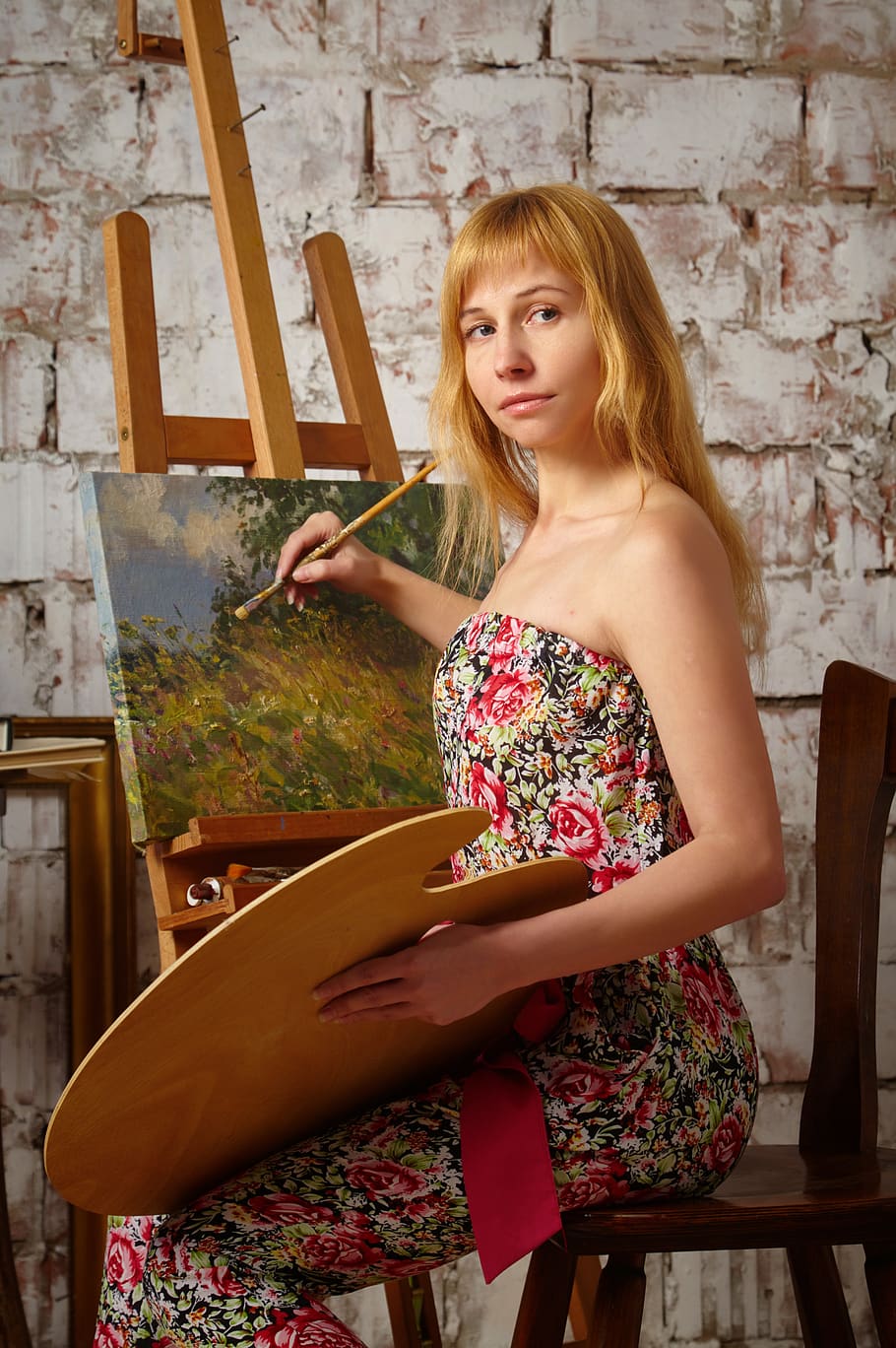 artist, easel, art, painting, creativity, training, hobby, to draw, figure, one person