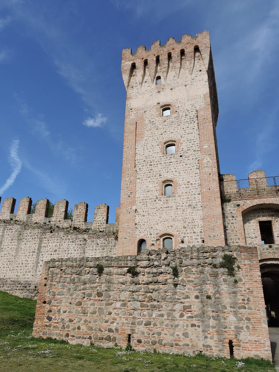 Castillo, Torre, Medieval, Muros, fortificación, cielo, este, italia, fortaleza, arquitectura
