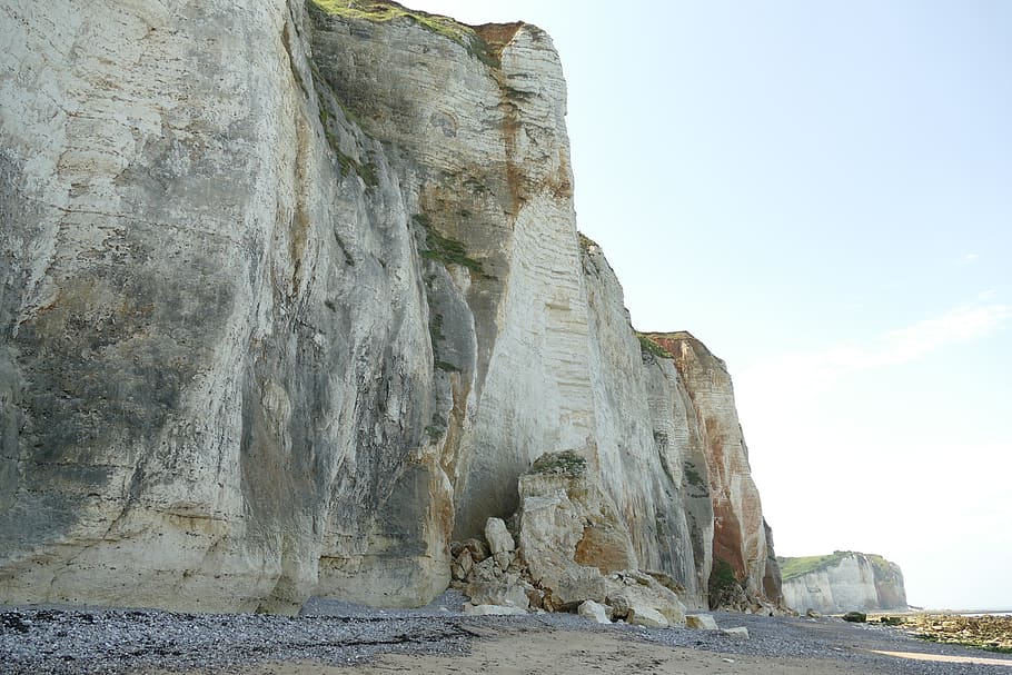 rock, height, coast, nature, chalk cliff, les petites dallas, normandy, france, landscape, sea