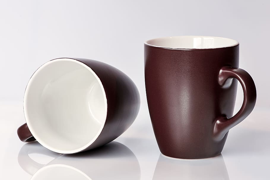 dos, blanco y negro, cerámica, tazas, blanco, superficie, tazas de café, café, bebida, taza