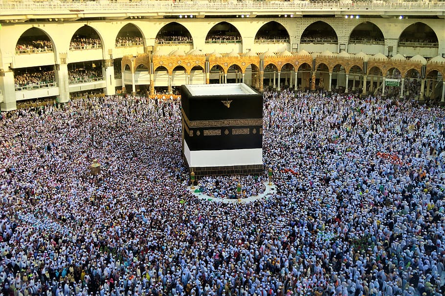 the pilgrim's guide, mecca, islam, religion, kaaba, travel, architecture, city, qibla, the crowd