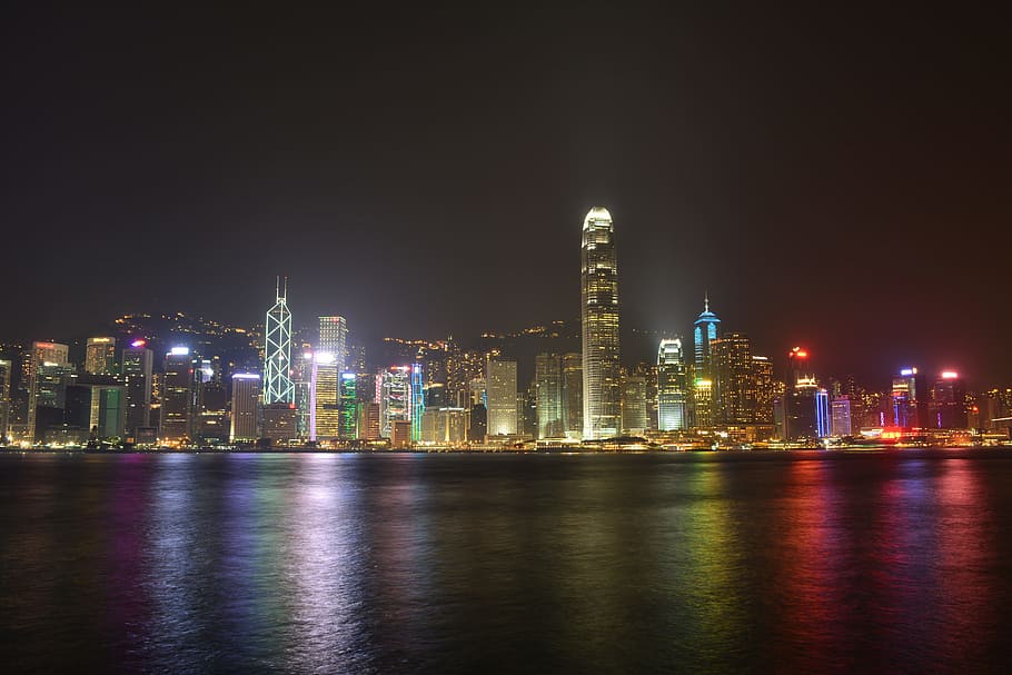 Hong Kong, Victoria, Harbour, Ásia, Cidade, porto, paisagem urbana, linha do horizonte, hong, kong