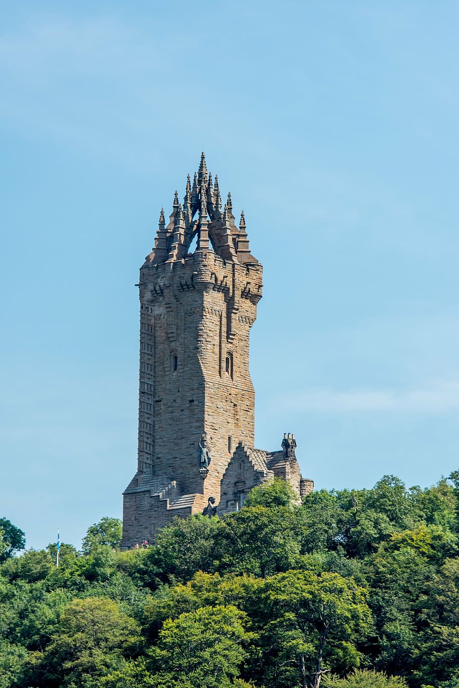 gray, concrete, castle, green, trees, daytime, william wallace monument, wallace, monument, stirling