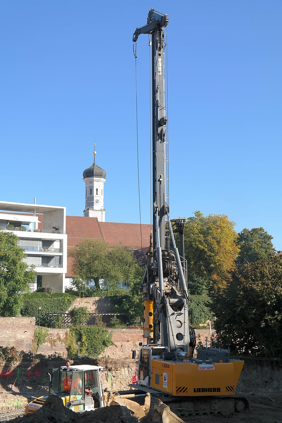 construction work, site, drill, drilling rig, hydraulic, ulm, holy trinity church, architecture, sky, built structure