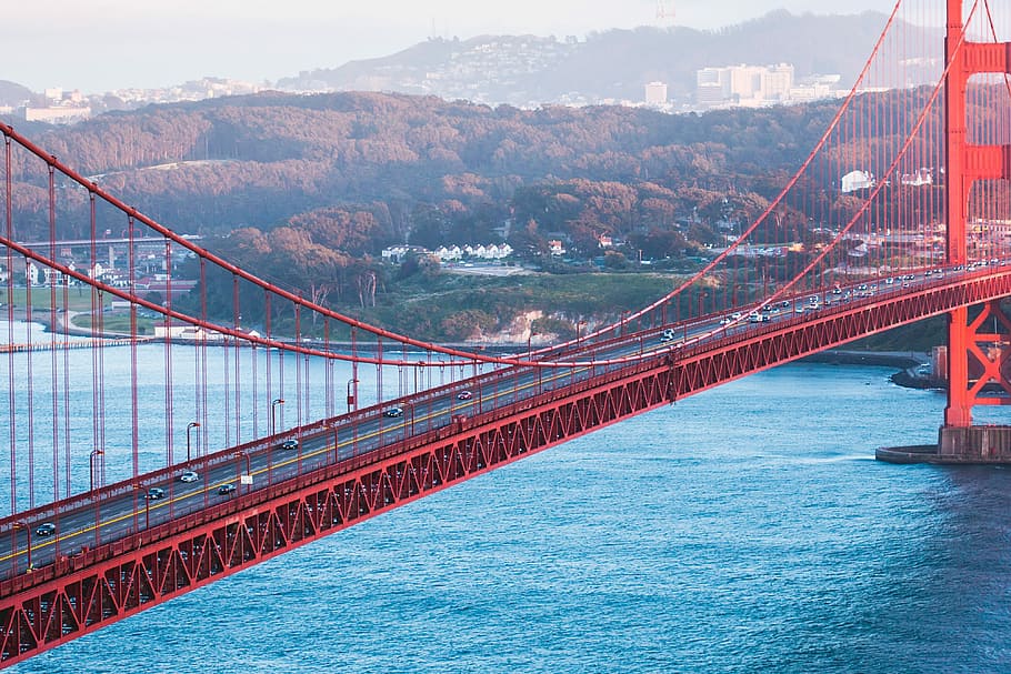 emas, jembatan jembatan, sudut pandang spencer baterai, Mobil, Jembatan Golden Gate, Baterai, sudut pandang, arsitektur, jembatan baterai, jembatan
