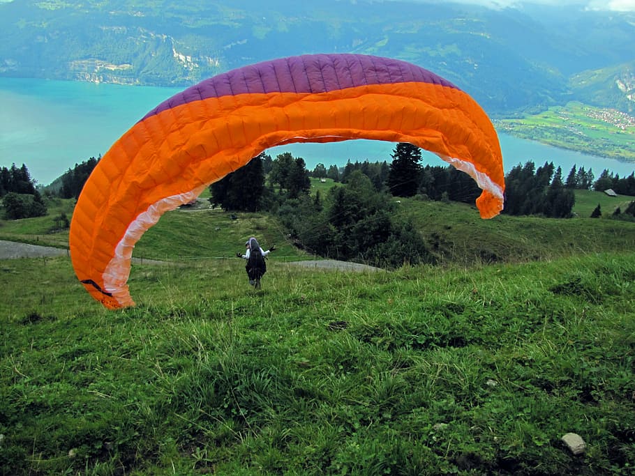 parachute, running, start, kicks off, paragliding, extreme Sports, sport, parachuting, flying, outdoors