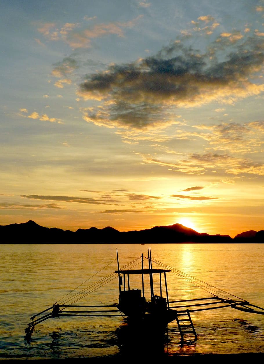 日没 日の出 フィリピン 島 海 ボート ビーチ 波 海景 砂 Pxfuel