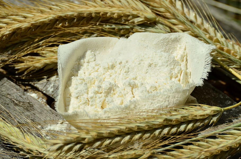 白, 粉, 小麦, 小麦粉, 穀物, 大麦, スパイク, トウモロコシの茎, 主食, 閉じる