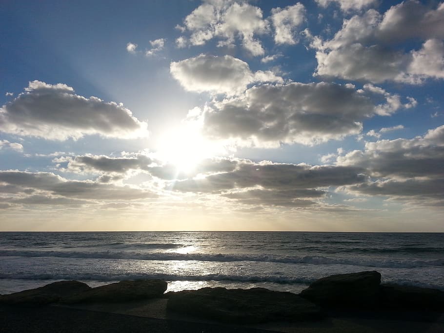텔 아비브, 바다, 해변, 물, 구름, 일몰, 자연, 하늘, 구름-하늘, 풍경-자연