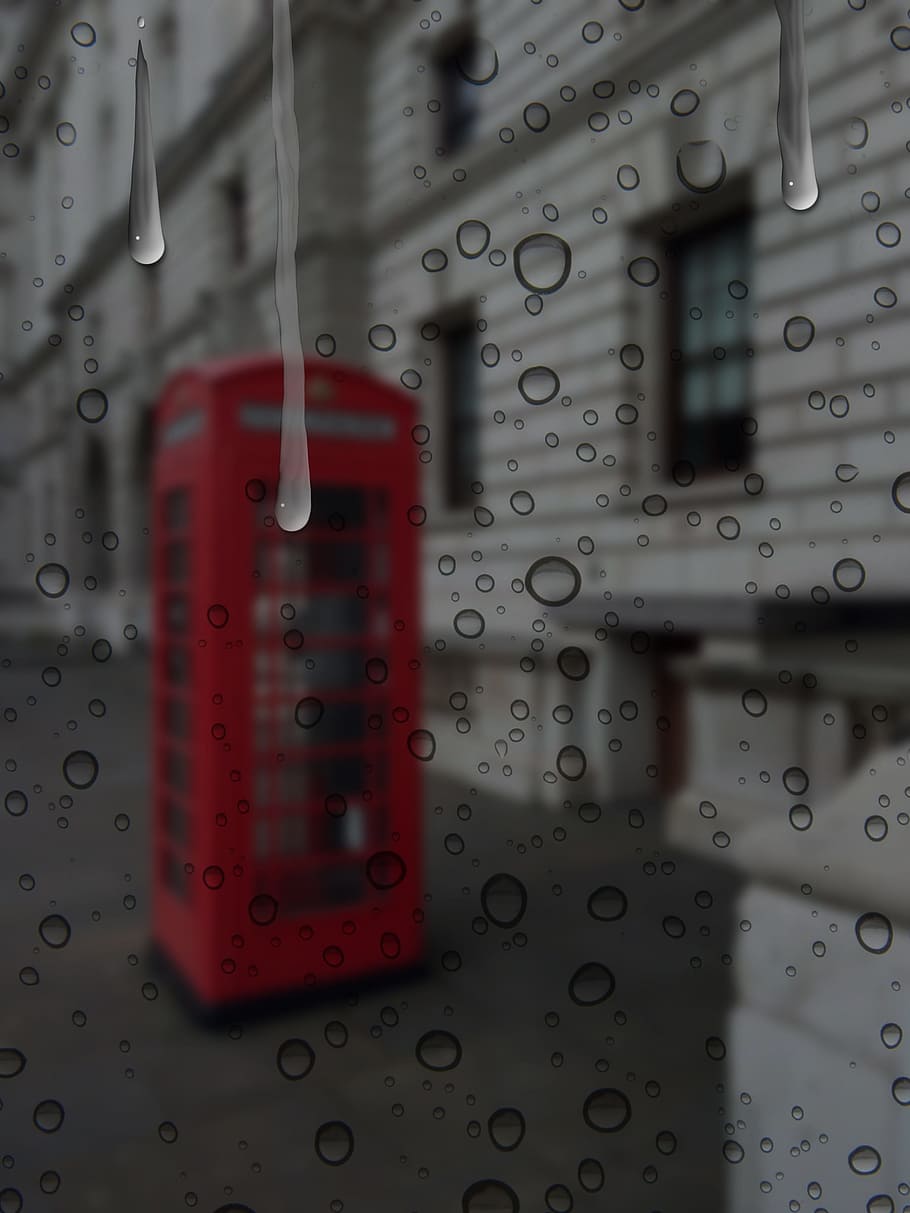rain, london, wet, weather, drops of rain, raindrop, phone booth, drip, water, big ben