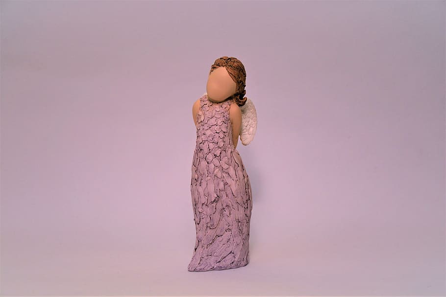 Arora, Statuette, Angel, Figurine, without a face, studio shot, one person, rear view, one girl only, pink color