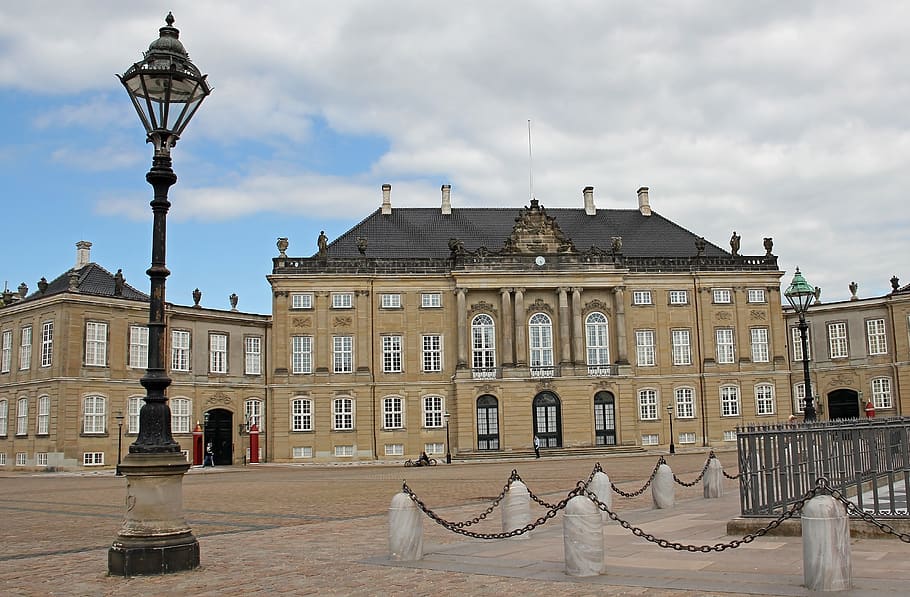 castillo, amalienborg, copenhague, dinamarca, ciudad, residencia, palais, schack, moltke, brockdorff