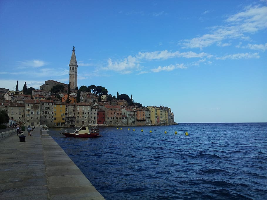 croatia, sea, rovinj, water, adriatic sea, monument, landscape, built structure, architecture, sky