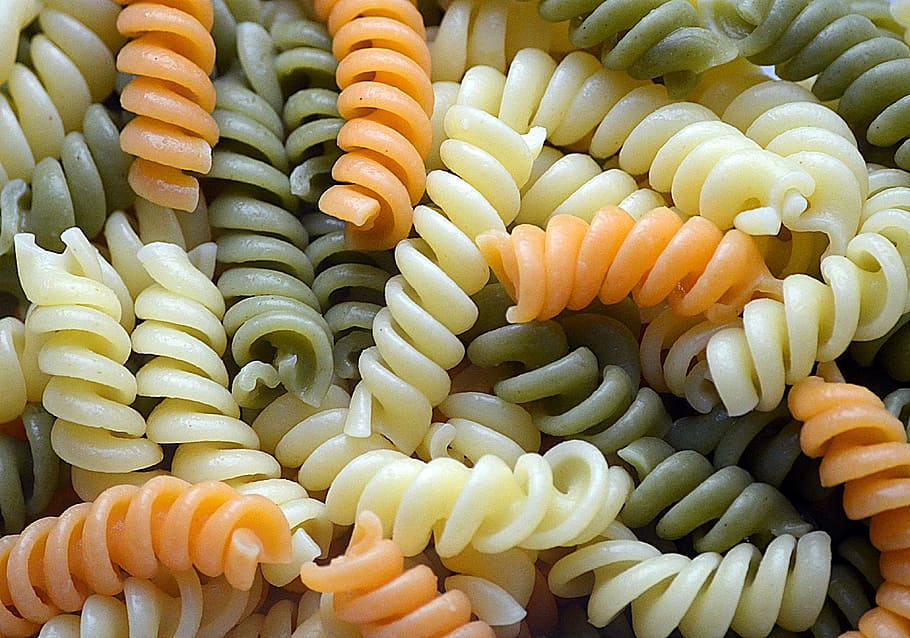cooked pasta, Noodles, Colorful, Pasta, food, raw Food, yellow, close-up, food And Drink, macro