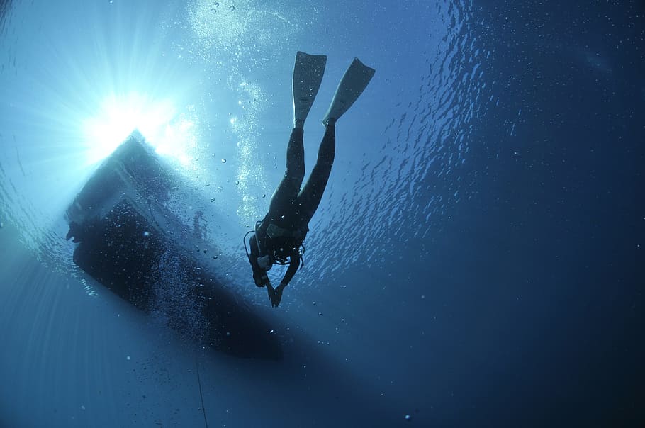 persona buceando bajo el agua, buceo, buzos, mar, deporte, agua, aventura, submarino, una persona, deporte acuático