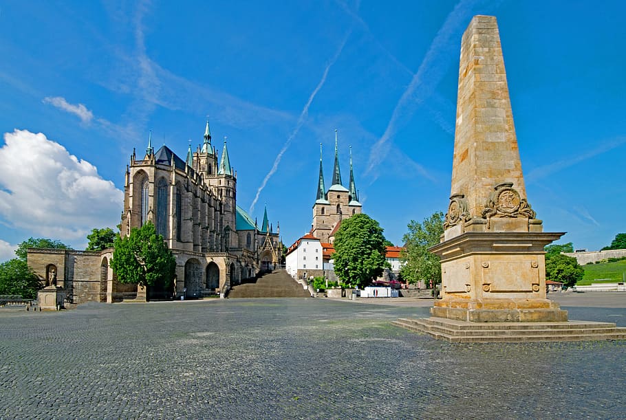 catedral de erfurt, plaza de la catedral, erfurt, turingia alemania, alemania, casco antiguo, lugares de interés, edificio, historia, europa