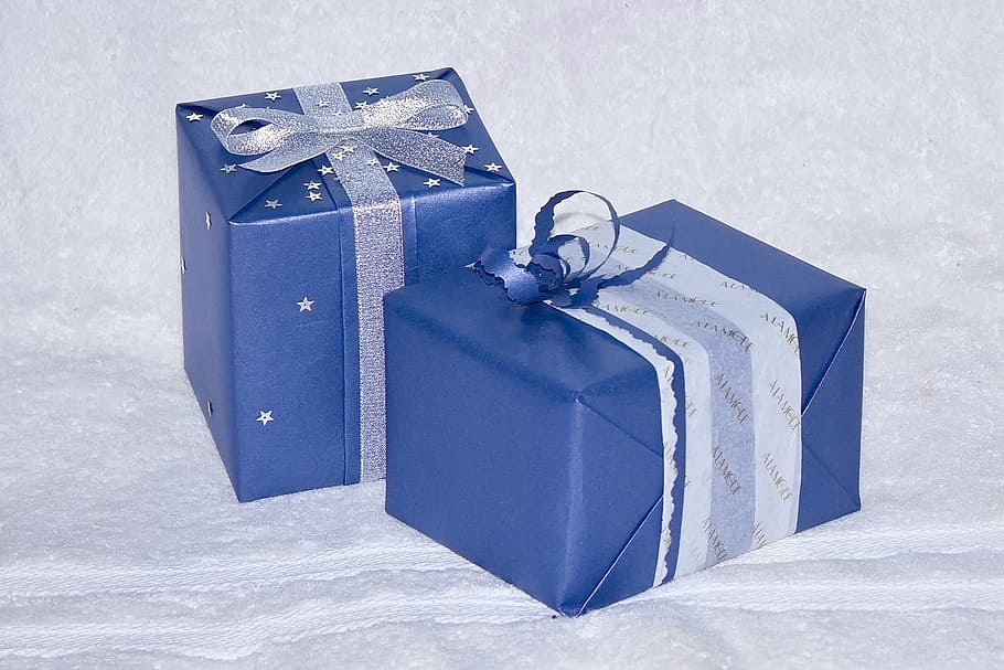 two, blue, gifts, white, cloth, gift, present, love, friend, couple