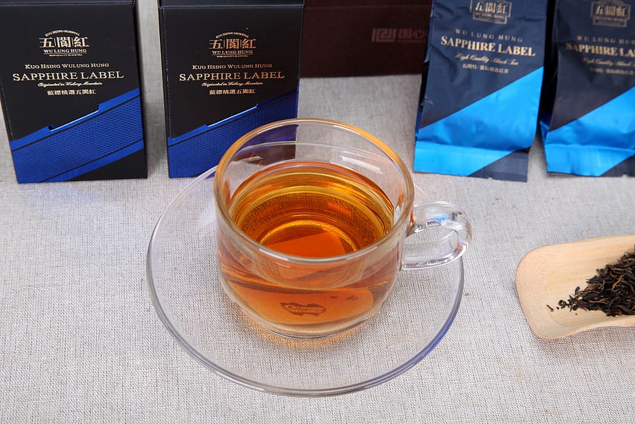 tea, black tea, blue tag, five lofty red, refreshment, drink, food and drink, table, freshness, glass
