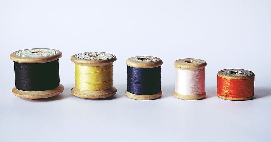 sewing, reels, thread, vintage, objects, isolated, background, crafts, diy, cotton