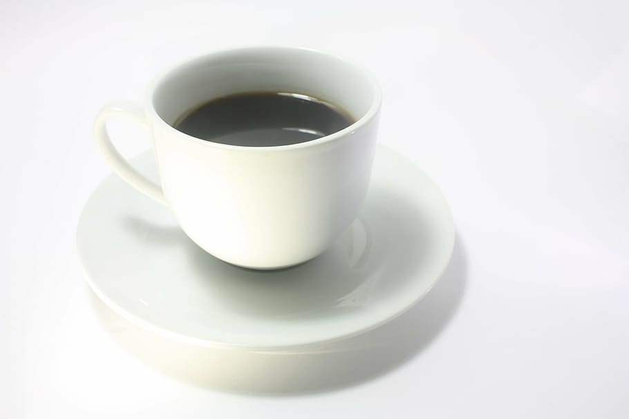 blanco, cerámico, vaso, negro, líquido, superficie, café, platillo, café exprés, bebida