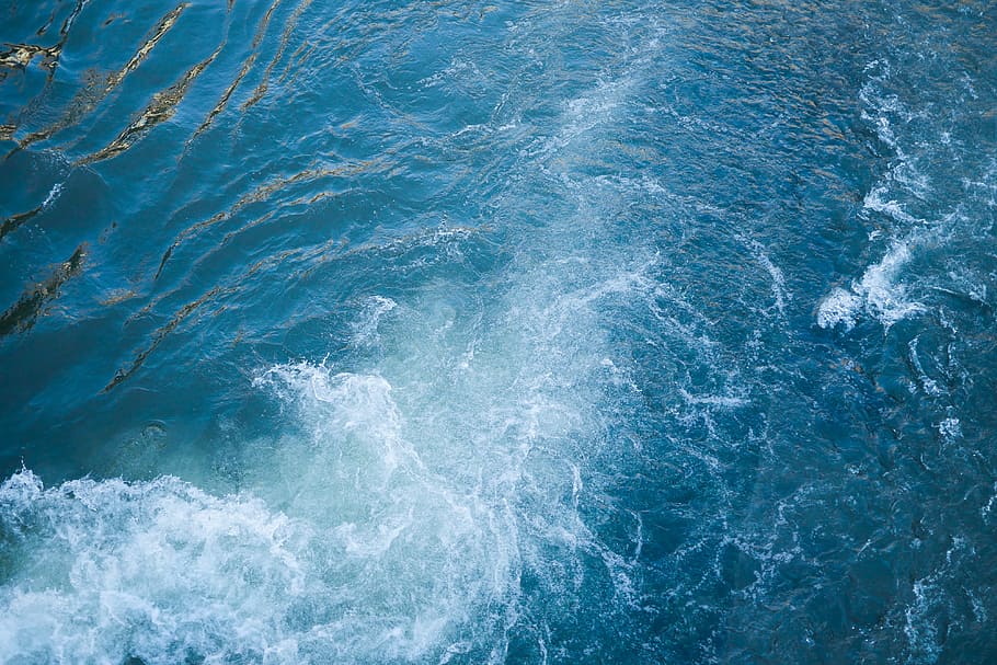 azul, olas del mar, detrás, barco, barcos, naturaleza, océano, mar, tormentoso, agua