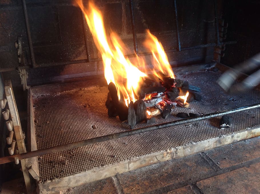 fogo, churrasqueira, cozinhar, chama, quente, carvão, ao ar livre, queima, calor - temperatura, fogo - fenômeno natural