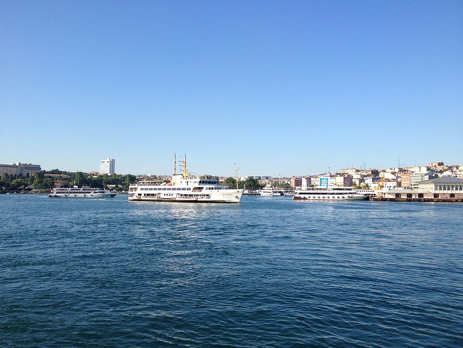 istanbul, ferry, bosphorus, turkey, shipping, water, sky, built structure, architecture, building exterior