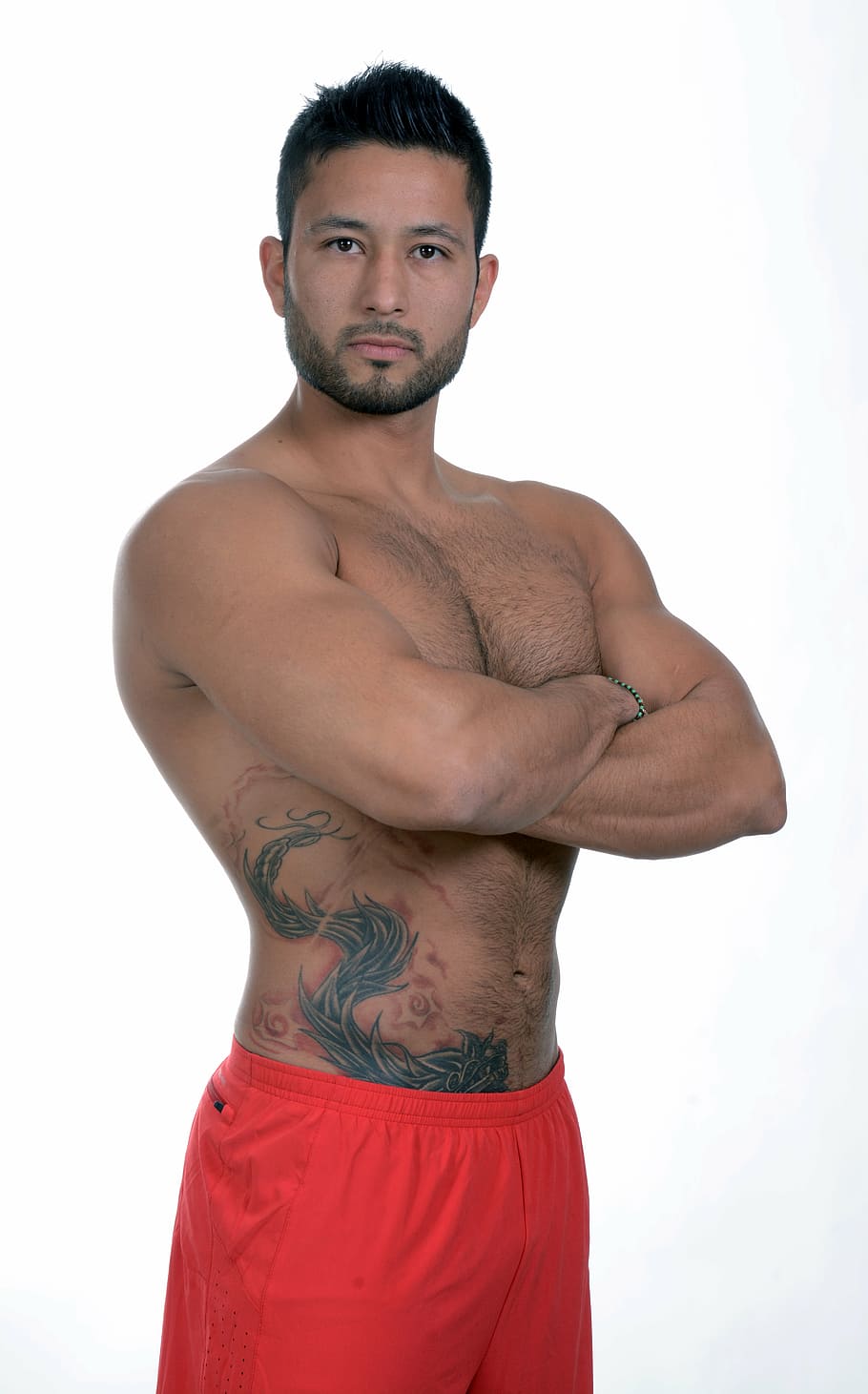 man, wearing, red, bottoms, sport, fitness, exercise, pilates, face man, body man