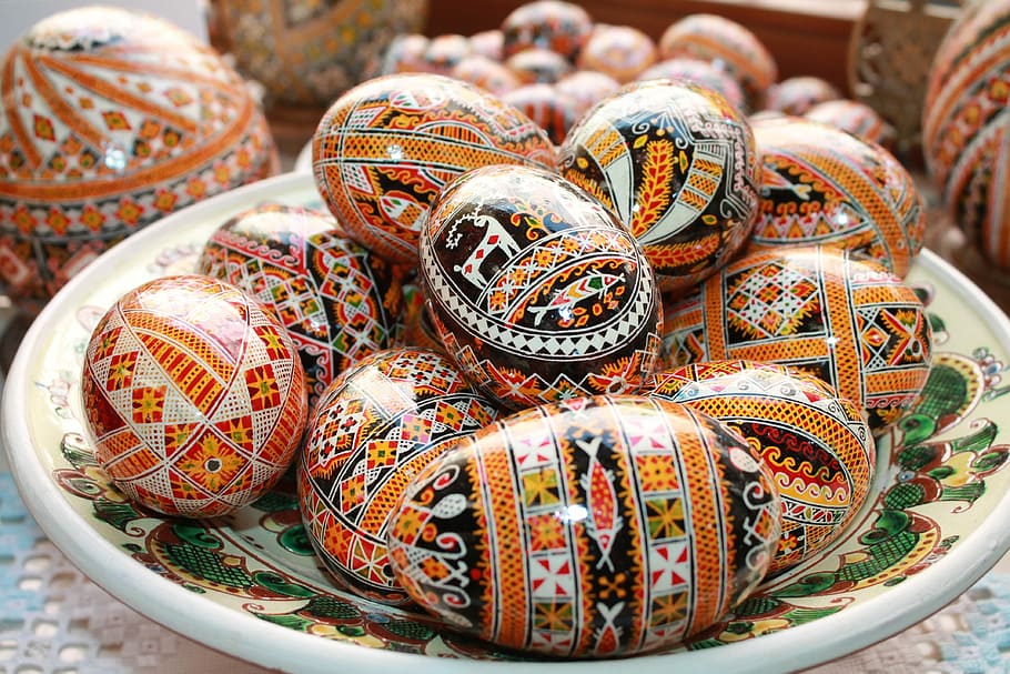 飾り, イースターエッグ, 塗装卵, ピサンカ, キリストは復活しました, ウクライナ, 休日, アートとクラフト, クローズアップ, 多色