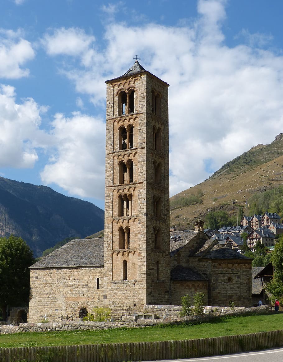 sant climent de taüll, romanesque church, heritage, bell tower, catalunya, taüll, pallars sobirà, pyrenees, architecture, built structure