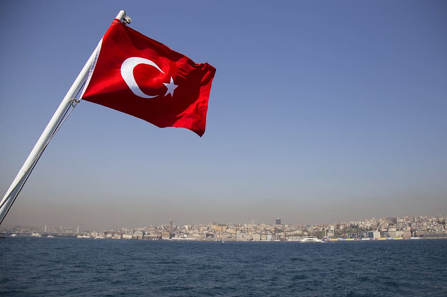トルコの旗, 旗, 赤, トルコ, 独立, 変動, 白, 青, 月, 星