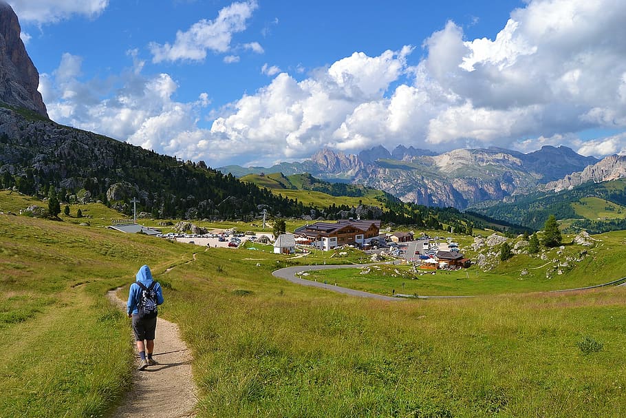 Val Gardena, Sassolungo, montaña, trekking, Tirol del Sur, naturaleza, Italia, cielo, actividad de ocio, belleza en la naturaleza