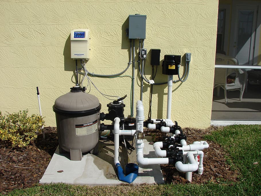white, gray, pump, daytime, Pool, Filter, Water Pump, pool filter, industry, industrial