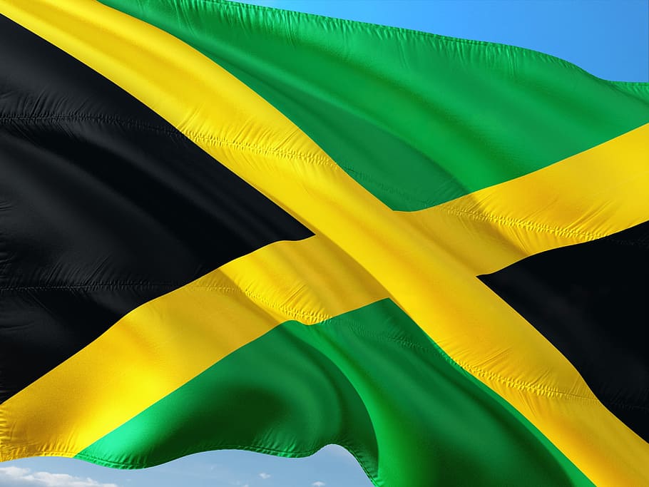 ブラジルの国旗, 国際, 旗, ジャマイカ, カリブ海, 黄色, 緑色, マルチカラー, 鮮やかな色, 背景