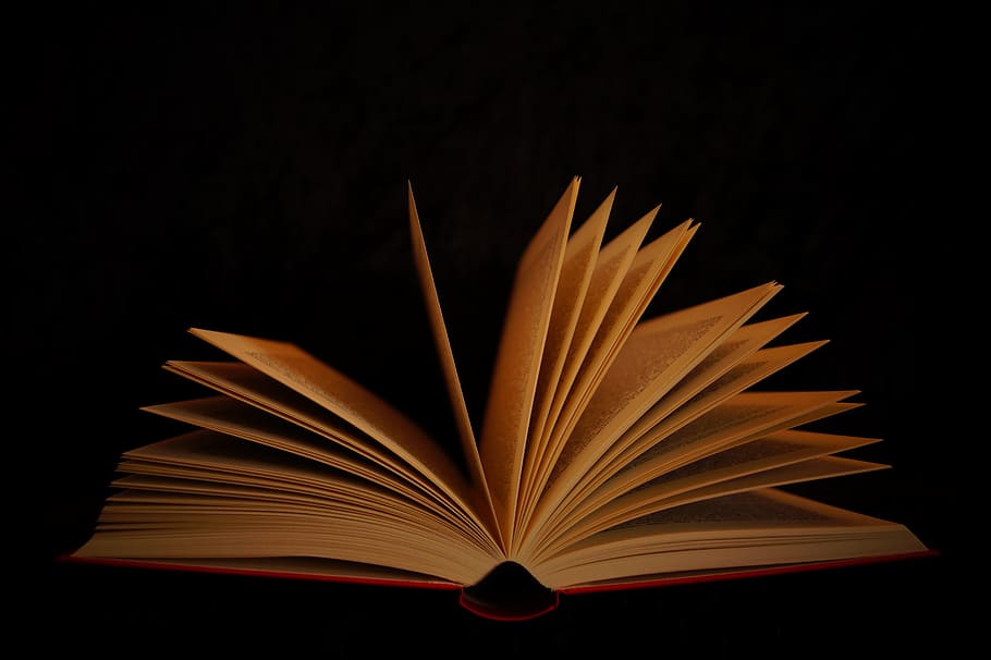 book, opened, black, background, red book, dark, gloomy, books, pages, paper