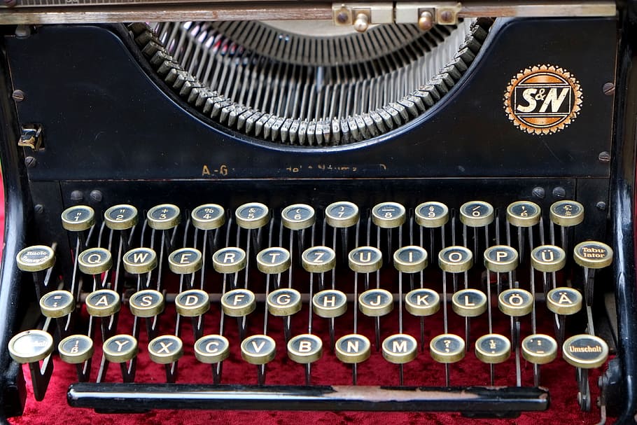 Typewriter, Old, Antique, Machine, leave, keyboard, mechanically, metal, retro, letters