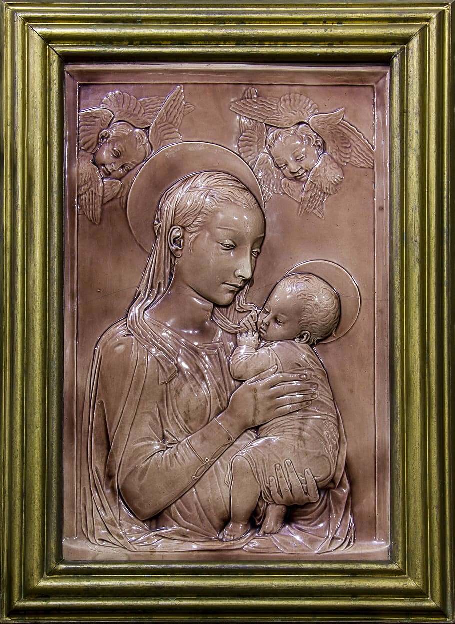 madonna, baby, angels, mary, pink, virgin, framed, cherubs, holy, religion