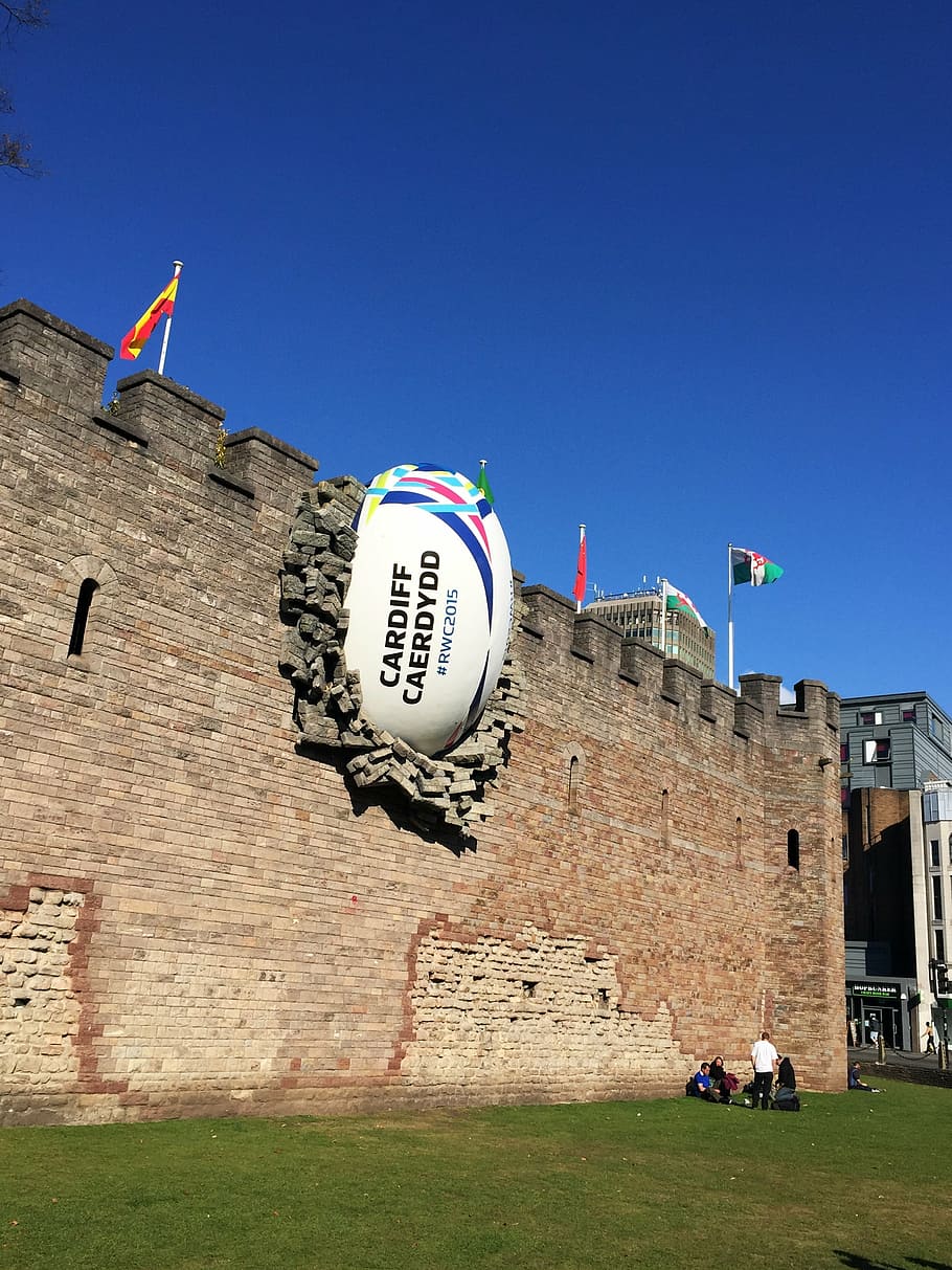 white, cardiff caerdydd, wall, cardiff, rugby, wales, united kingdom, castle, rugby world cup, architecture