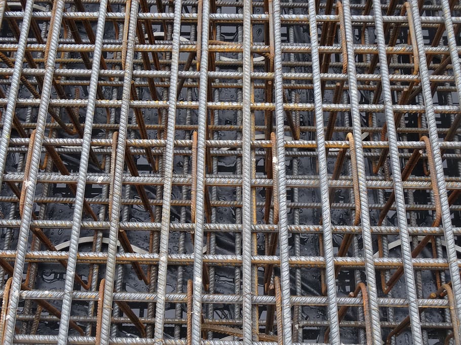 aço para construção, reforço de ferro, reforço, flexão de ferro, local, trabalho de construção, concreto, vergalhão, estrutura, quadro completo