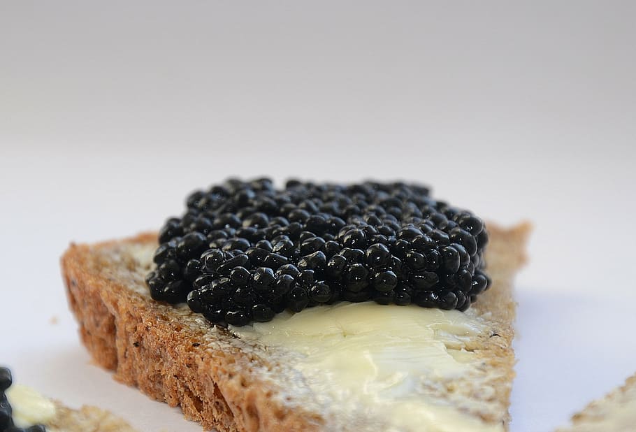 caviar, black caviar, a sandwich, oil, breakfast, triangle, food, gourmet, freshness, close-up