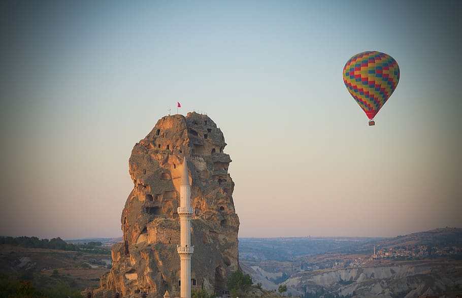 balon, liburan, kalkun, cappadocia, tur, balon udara, penerbangan, kendaraan udara, langit, batu