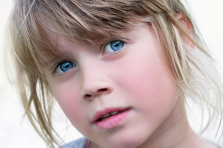 closeup, blue-eyed, girl, person, human, child, face, view, blond, blue eye