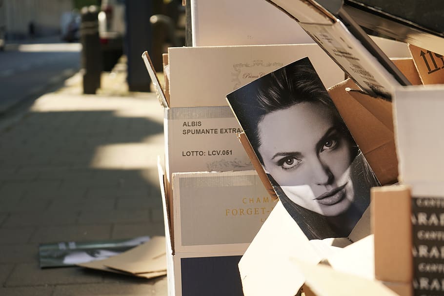 angelina jolie, sidewalk, cardboard, discarded, advertising, poster, city, marketing, old paper, world