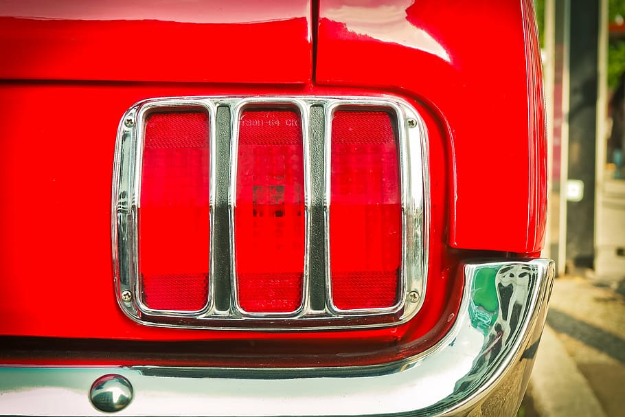 close-up photo, ford mustang taillight, auto, ford, oldtimer, automotive, vehicle, mustang, ford mustang, classic