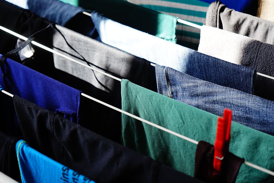 assorted-color clothes, strings, laundry, dry, clothes peg, clip, hang, budget, textile, in a row